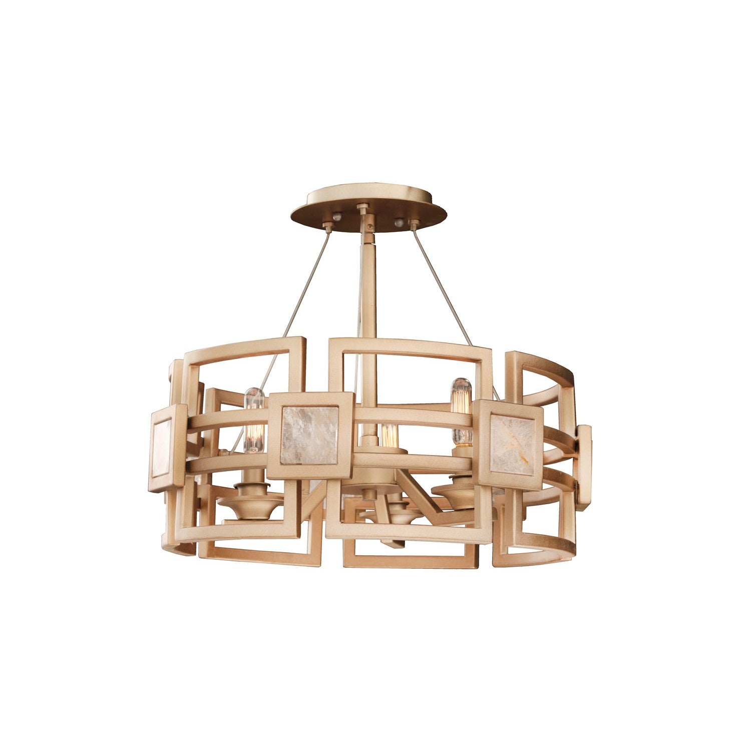 14'' Metropolis 3 Light Modern Gold Semi-Flush Mount
