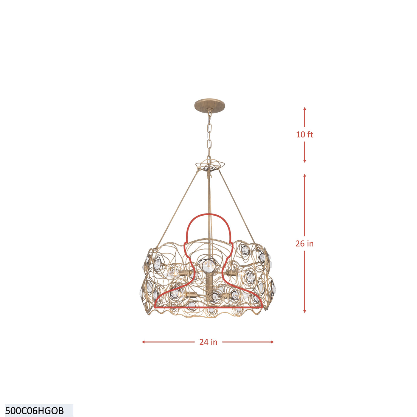 Ethereal Rose 6 Light Chandelier