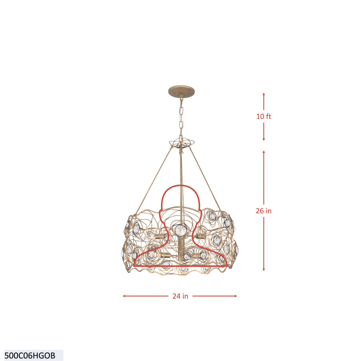 Ethereal Rose 6 Light Chandelier
