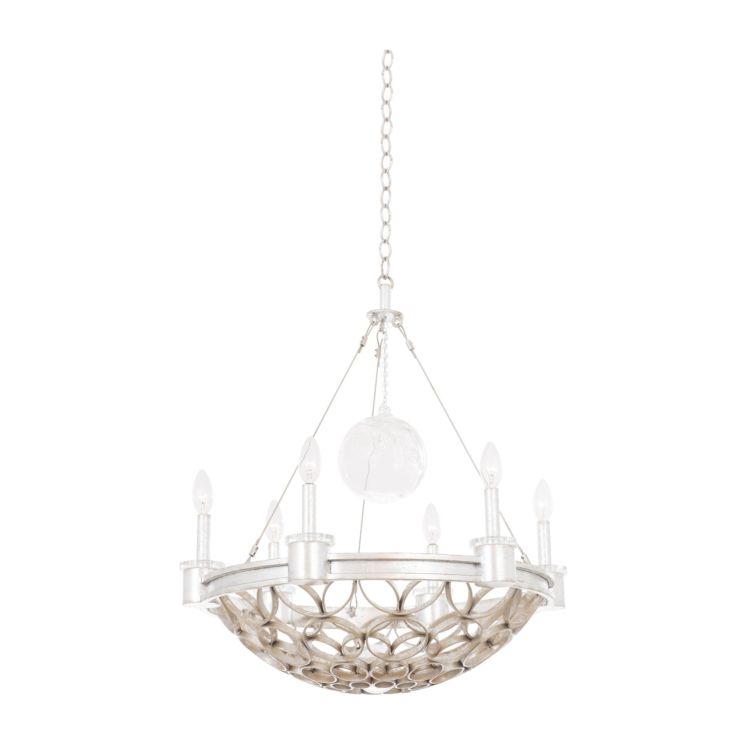 32'' Loveland 6 Light Gold Silver Leaf Chandelier