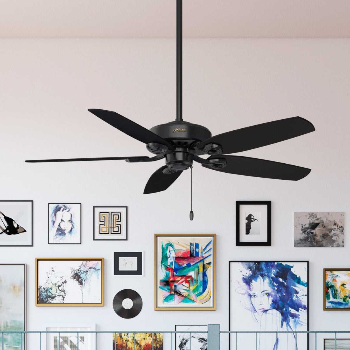 52 inch Builder Matte Black Ceiling Fan and Pull Chain