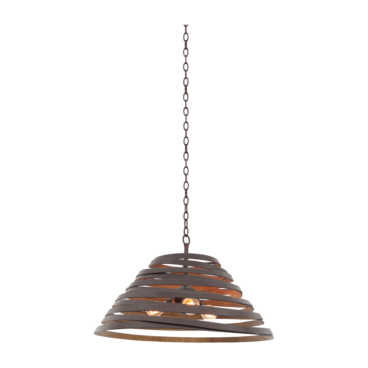 17'' Tempest 3 Light Antique Bronze w/ Antique Gold Pendant