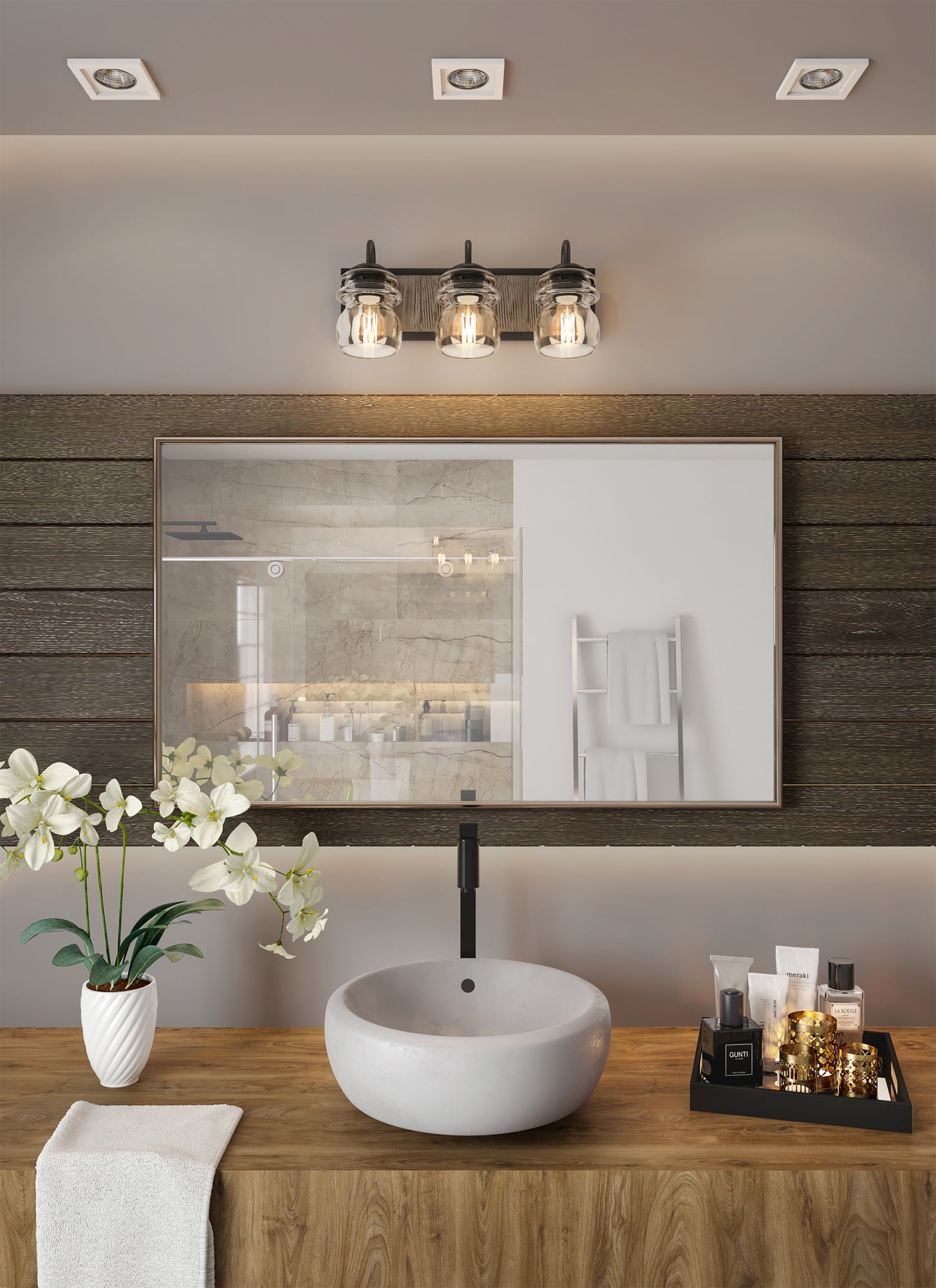 19'' Bainbridge 3 Light Black Iron Vanity Light