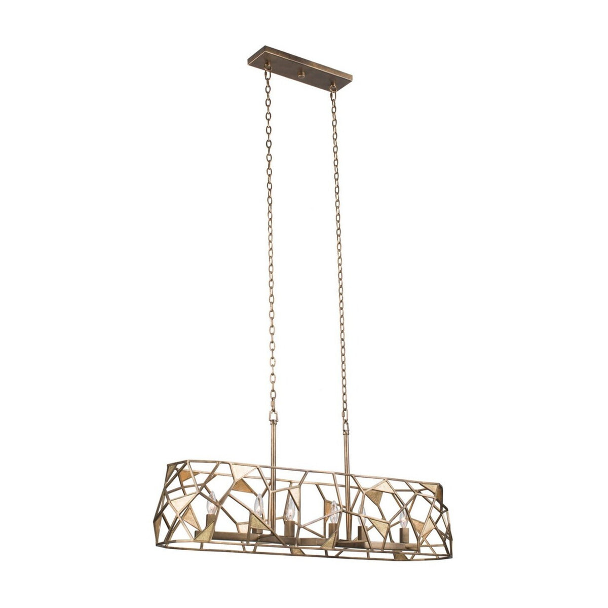 18'' Esmeralda 6 Light Pearlized Antique Brass Linear Pendant