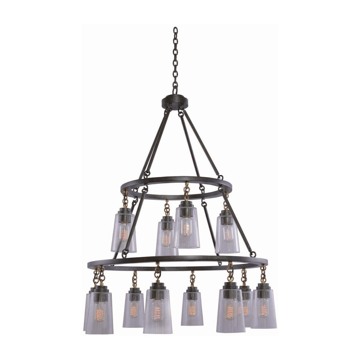 41'' Dillon 12 Light Milled Iron Tiered Chandelier