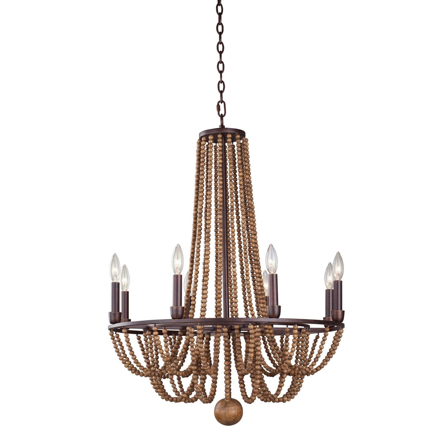 34'' Beechwood 8 Light Royal Mahogany Chandelier
