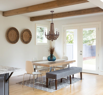 34'' Beechwood 8 Light Royal Mahogany Chandelier