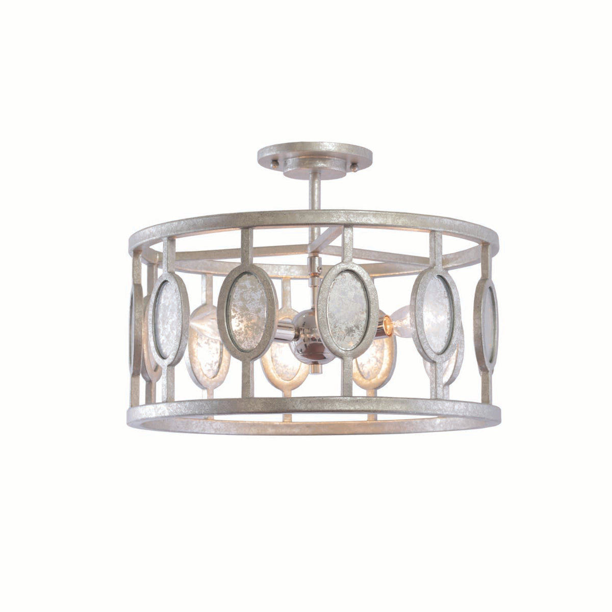 12'' Palomar 3 Light Vintage Silver Leaf Semi-Flush Mount