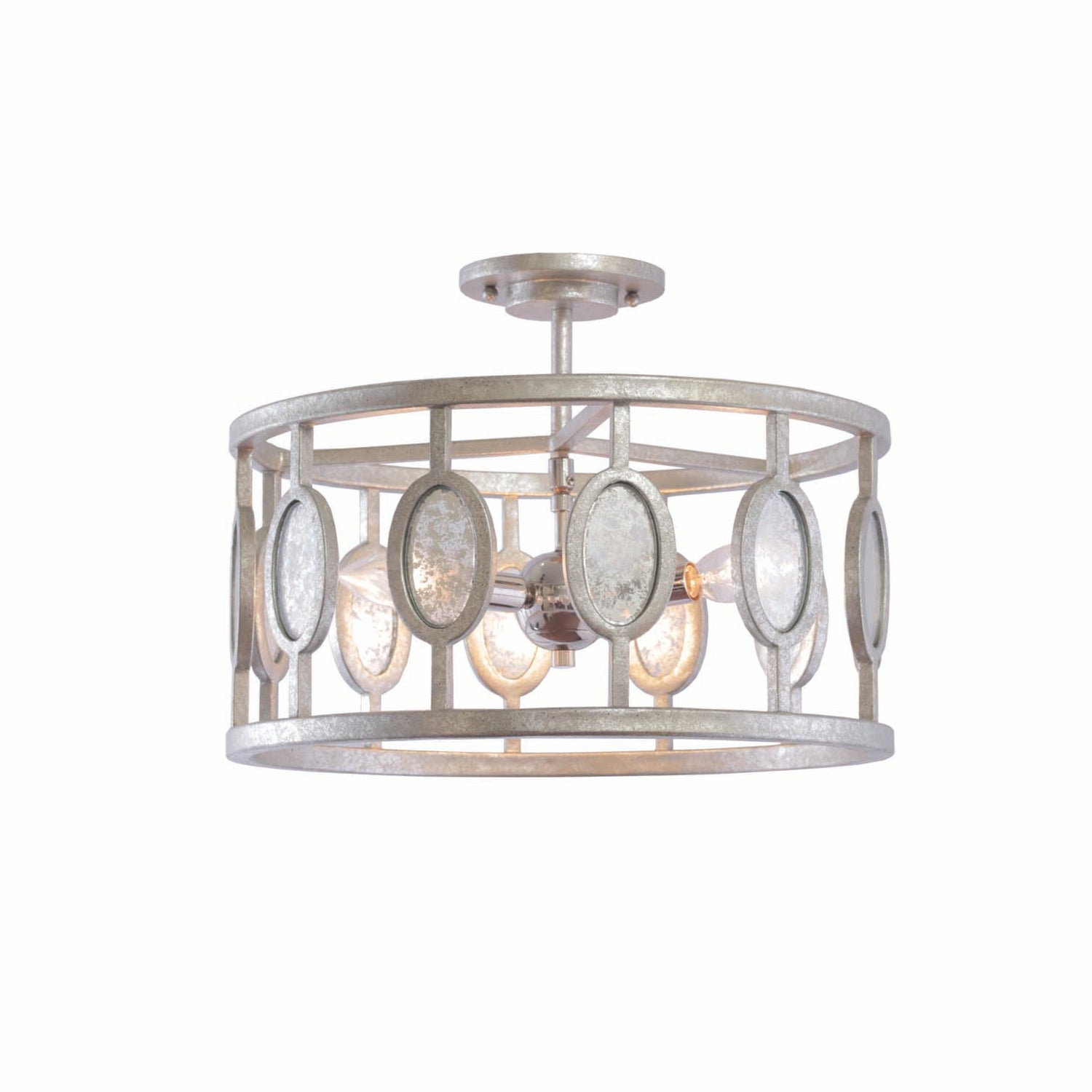 12'' Palomar 3 Light Vintage Silver Leaf Semi-Flush Mount