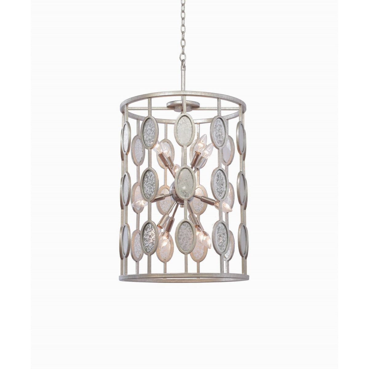 34'' Palomar 12 Light Vintage Silver Leaf Pendant