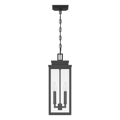 Hillside 7-inch 2-light Textured Black Exterior Pendant Light with Clear Glass