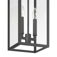 Hillside 7-inch 2-light Textured Black Exterior Pendant Light with Clear Glass