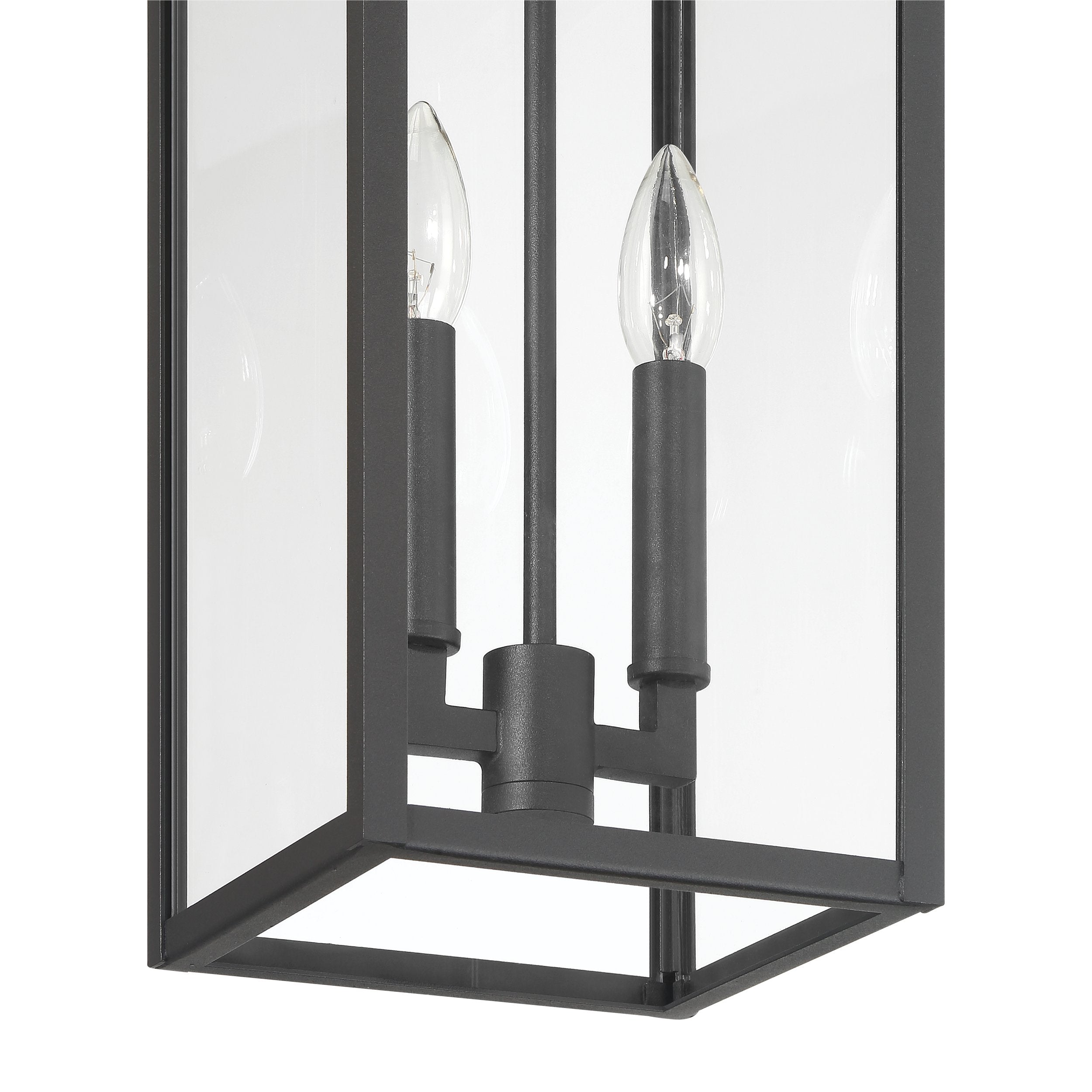 Hillside 7-inch 2-light Textured Black Exterior Pendant Light with Clear Glass