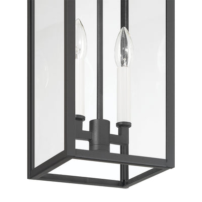 Hillside 7-inch 2-light Textured Black Exterior Pendant Light with Clear Glass