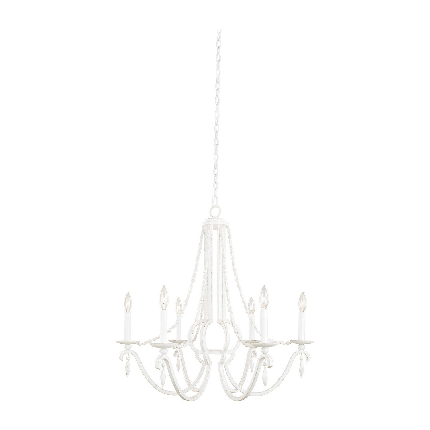 28'' Acadia 6 Light Distressed White Chandelier