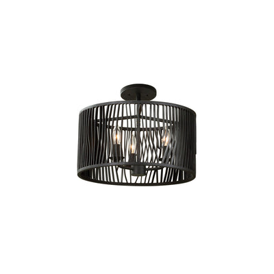 15'' Morre 3 Light Black Iron Flush Mount
