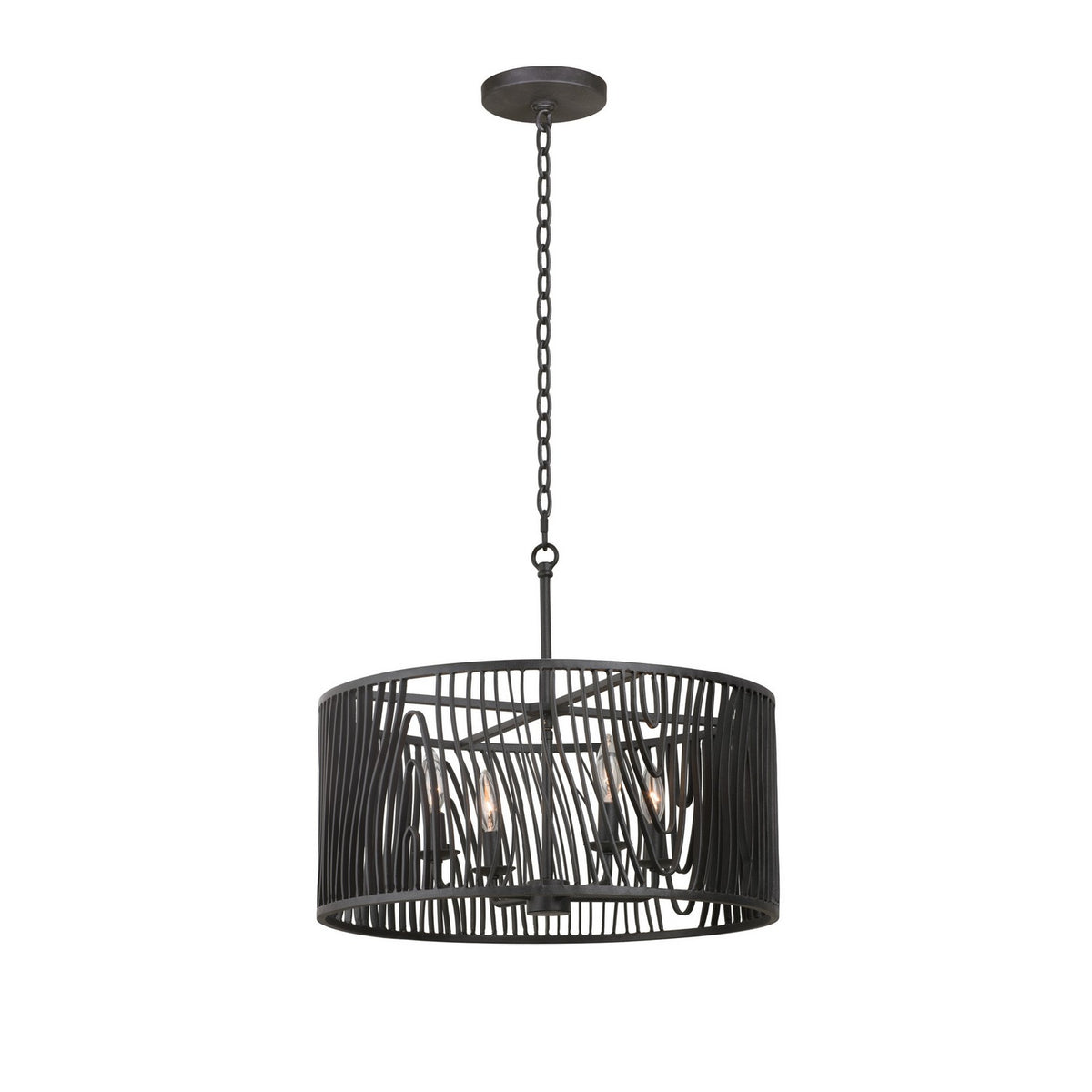 18'' Morre 4 Light Black Iron Semi-Flush Mount