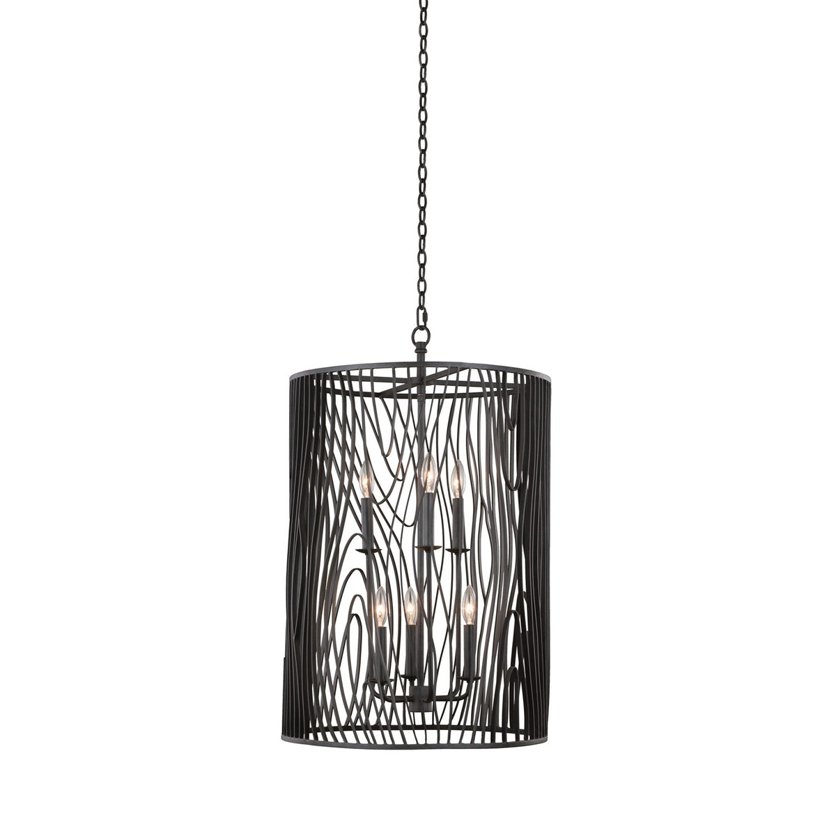 36'' Morre 6 Light Black Iron Pendant