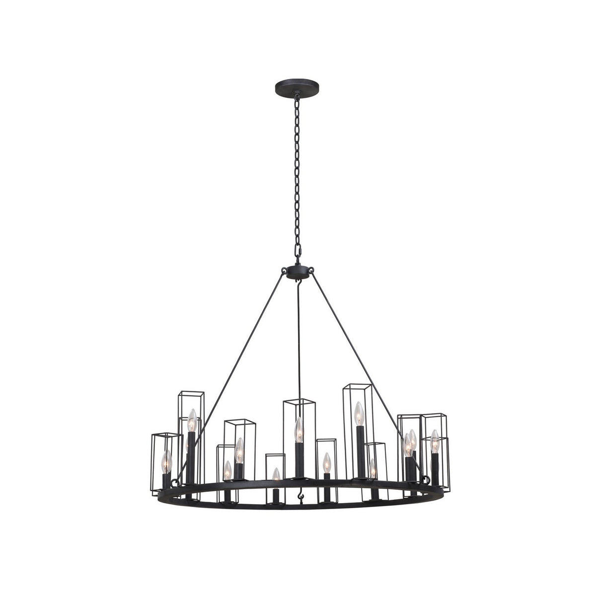 32'' Allston 15 Light Black Iron Chandelier
