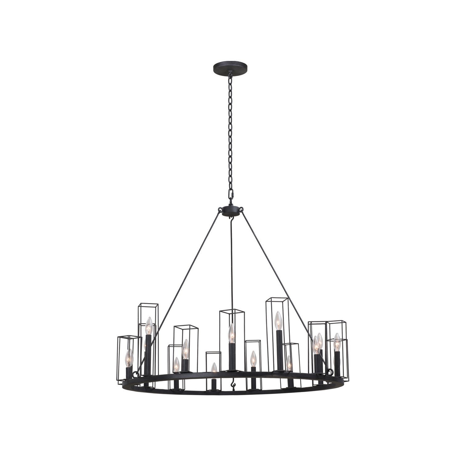 32'' Allston 15 Light Black Iron Chandelier