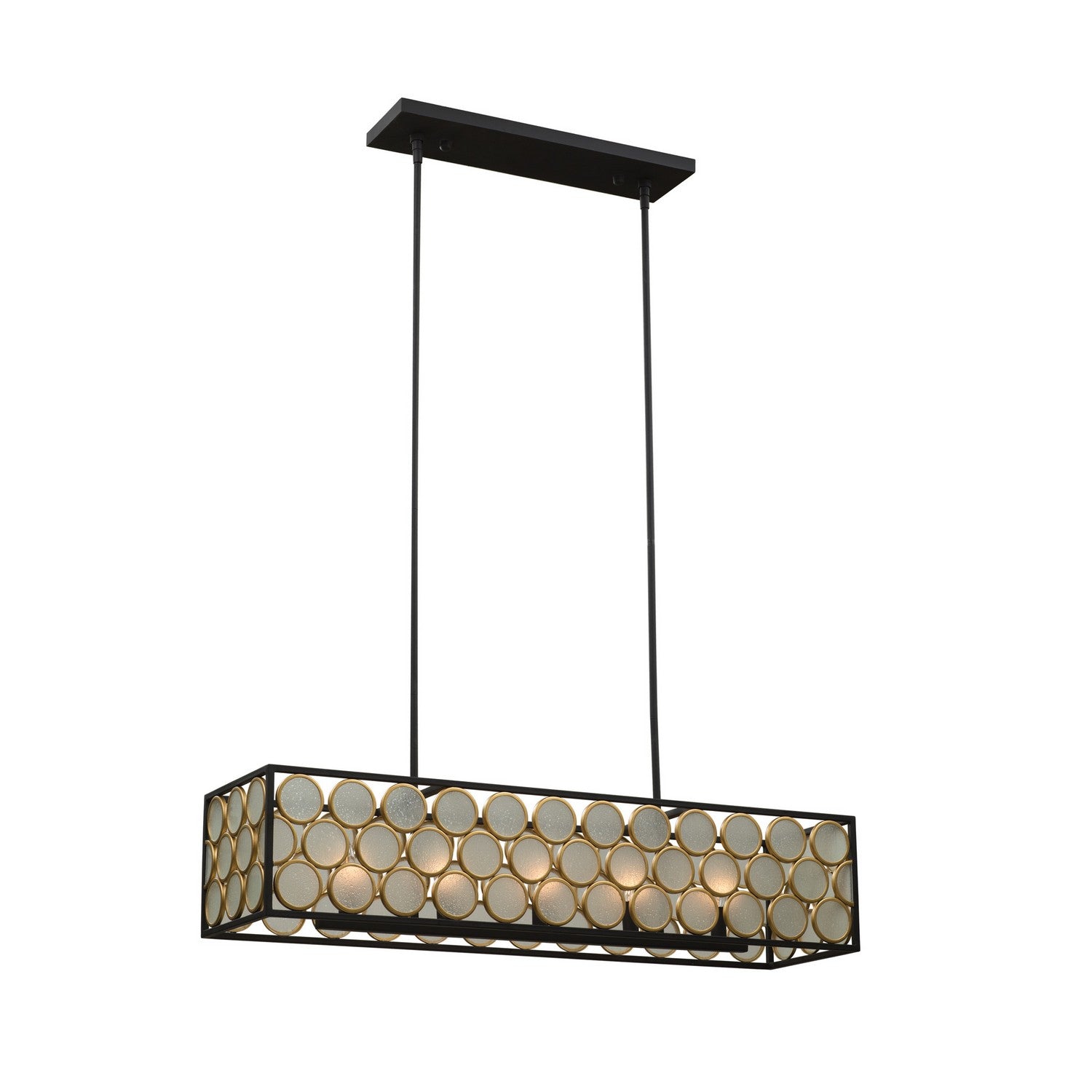 9'' Corsa 5 Light Matte Black w Gold Linear Pendant