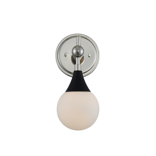 Bogart 5-inch matte black and polished nickel vanity light