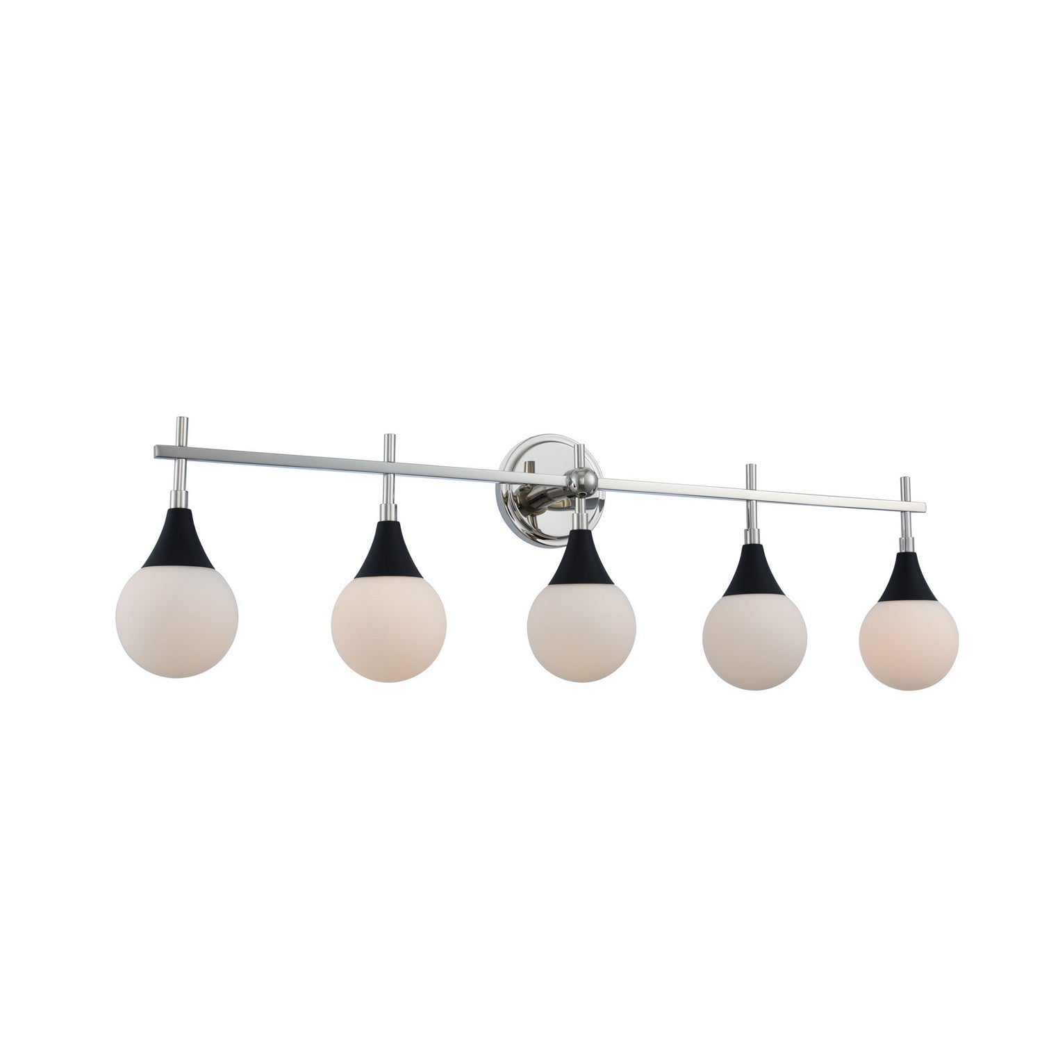 39'' Bogart 5 Light Matte Black w/ Polished Nickel Vanity Light