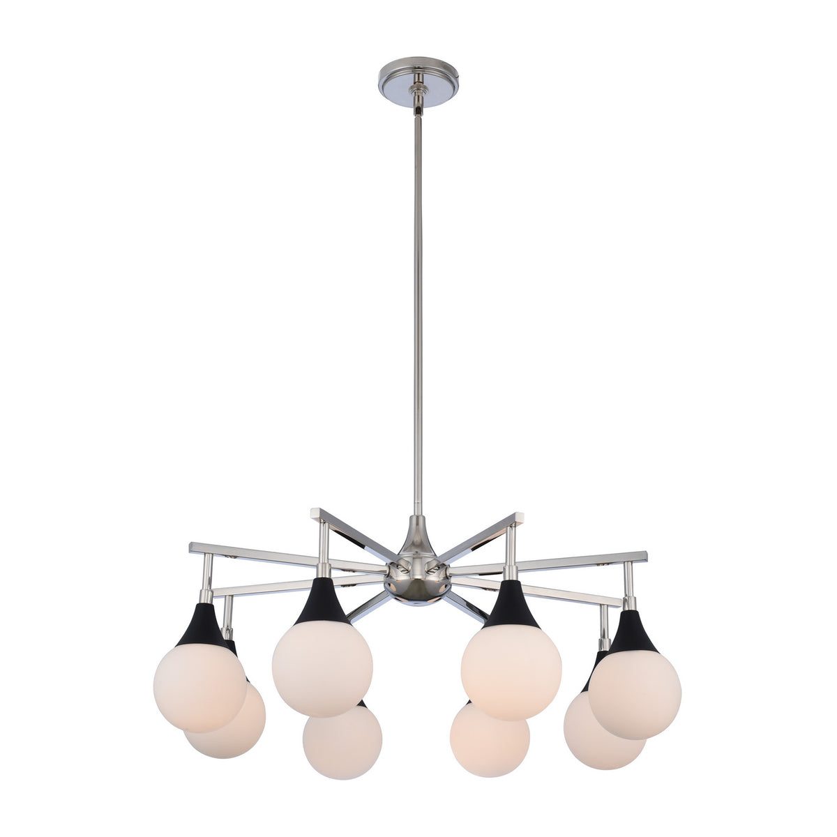 14'' Bogart 8 Light Matte Black w/ Polished Nickel Chandelier