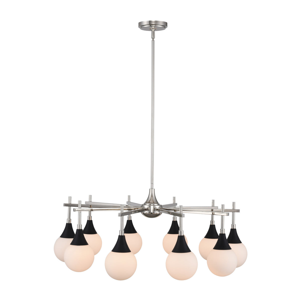 14'' Bogart 10 Light Matte Black w/ Polished Nickel Chandelier