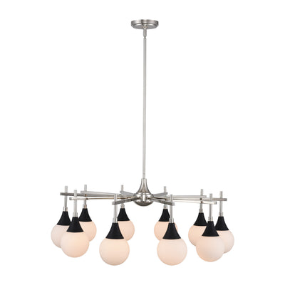 14'' Bogart 10 Light Matte Black w/ Polished Nickel Chandelier