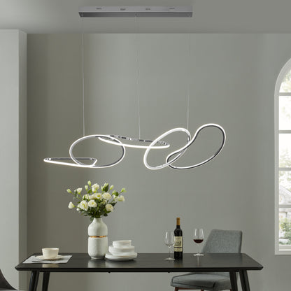 Seoul LED Hoops Rectangular Chandelier | Chrome