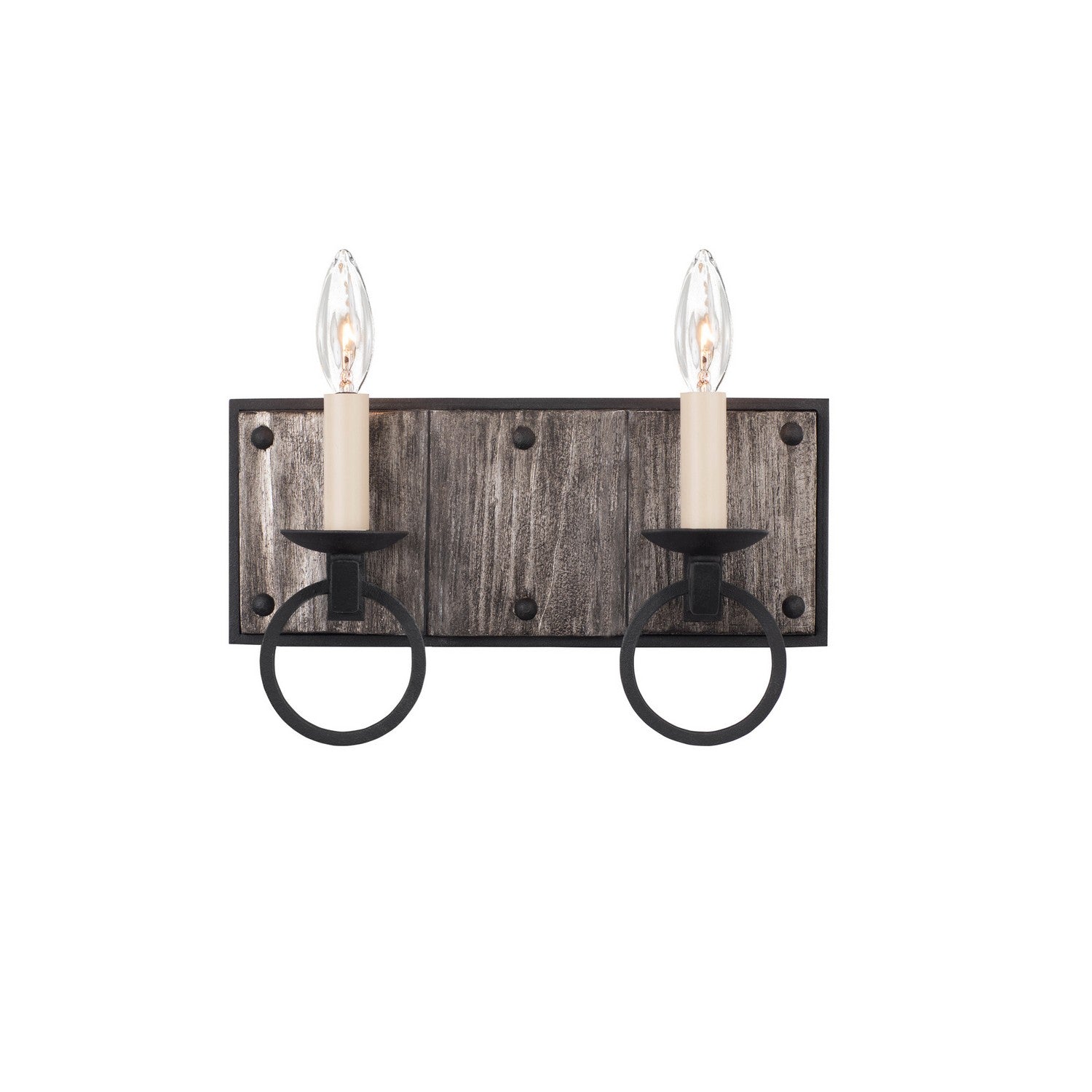 12'' Laramie 2 Light Black Iron Vanity Light