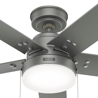 52 inch Sea Point Matte Silver WeatherMax Indoor / Outdoor Ceiling Fan with LED Light Kit and Pull Chain