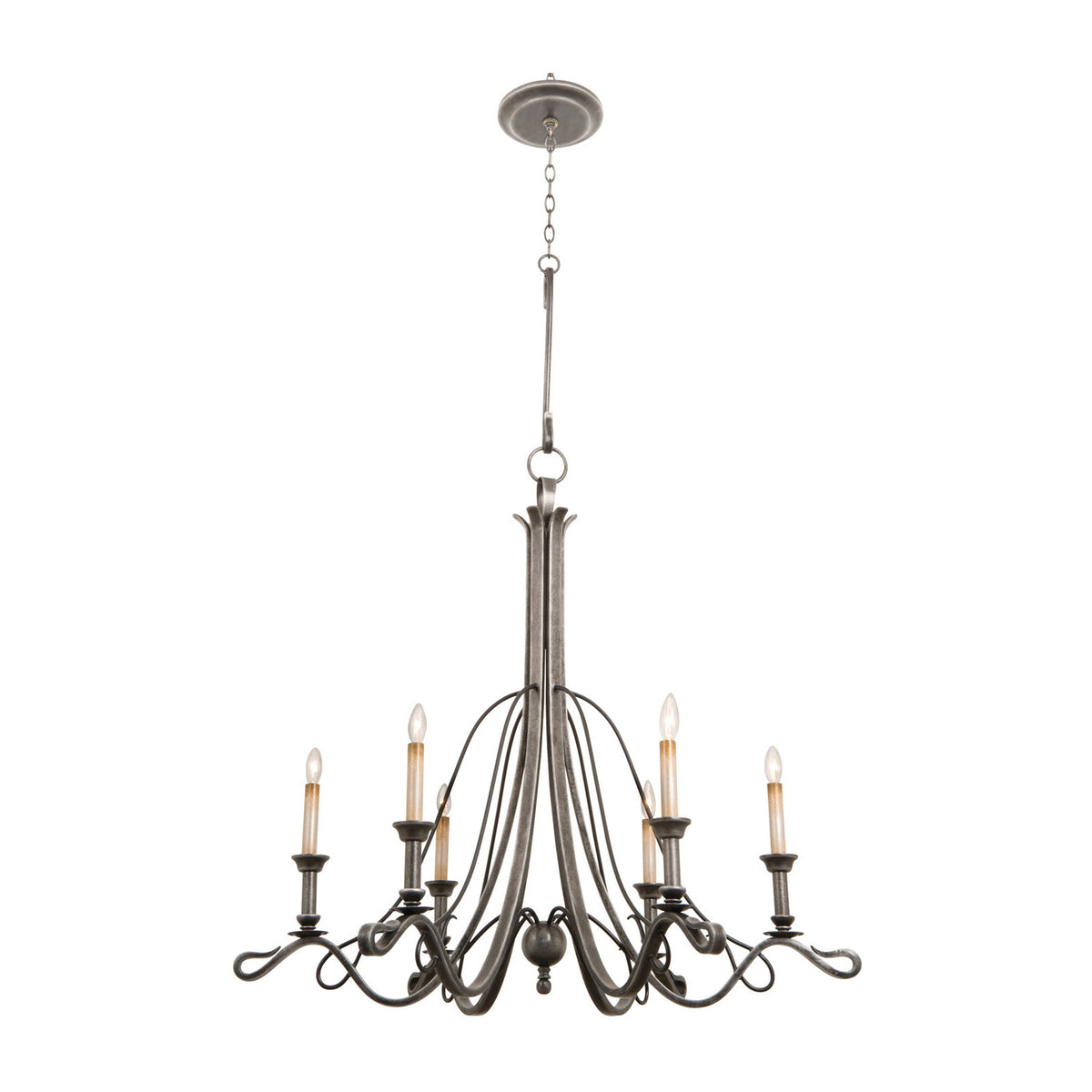 36'' Keller 6 Light Vintage Iron Chandelier