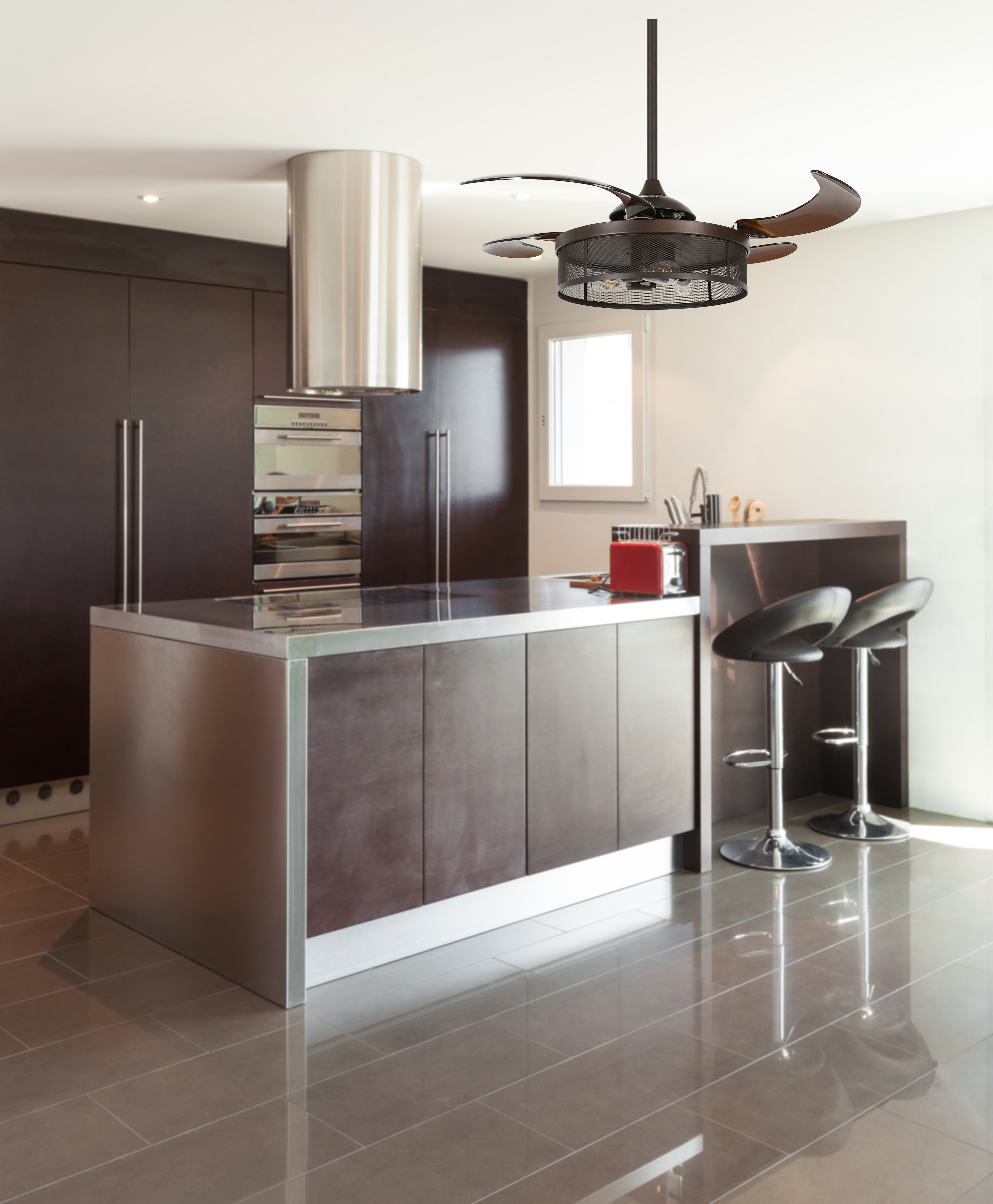 Meridian 48 Inch 3 Light Bronze Fan with Retractable Blades