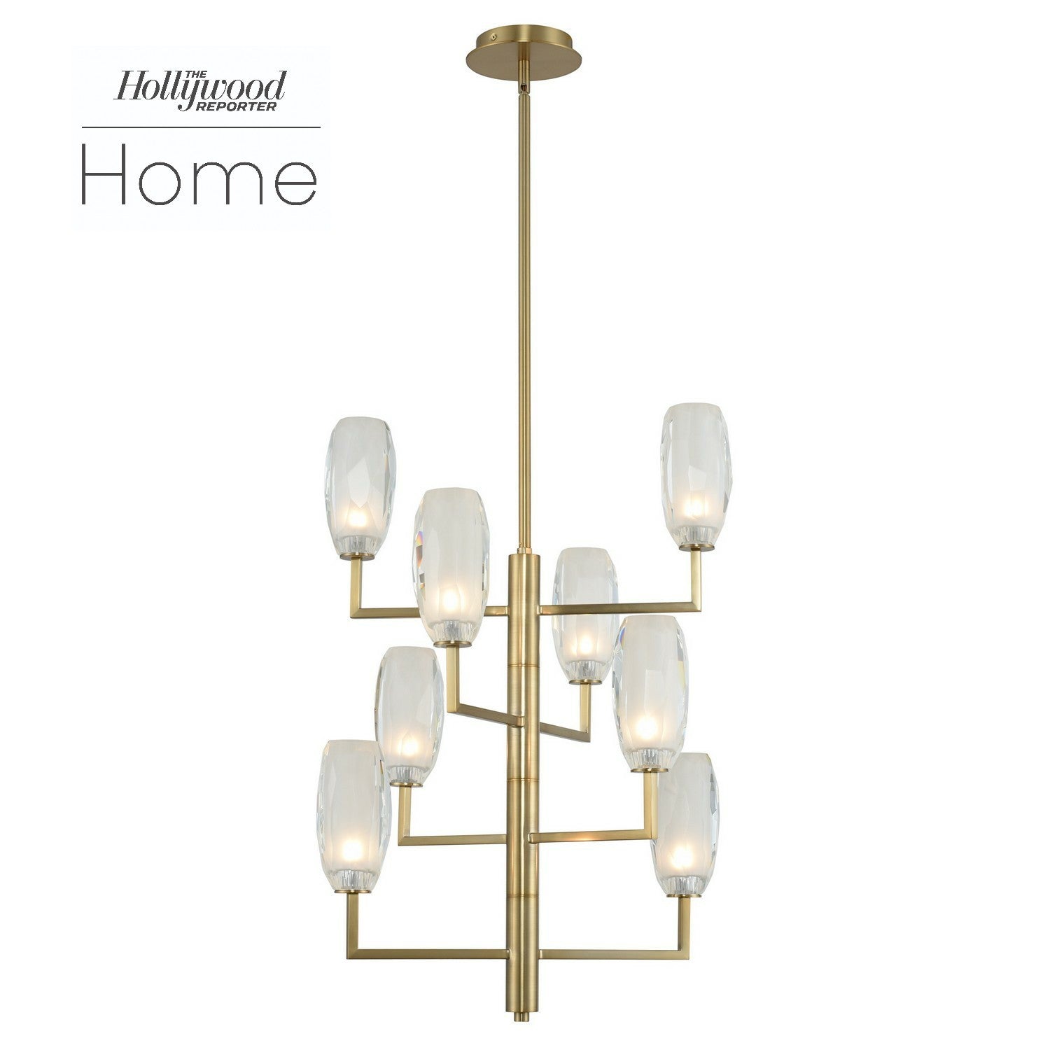 38'' June 8 Light Winter Brass Pendant