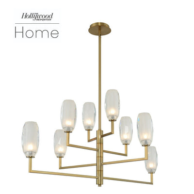 29'' June 8 Light Winter Brass Linear Pendant