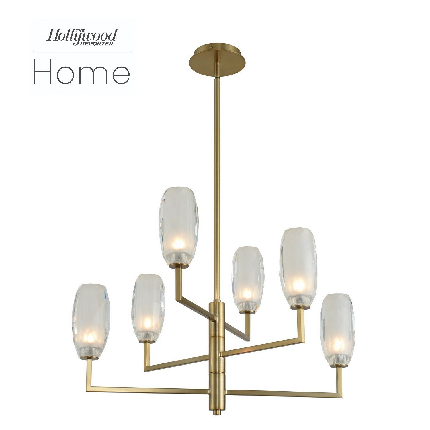 26'' June 6 Light Winter Brass Chandelier