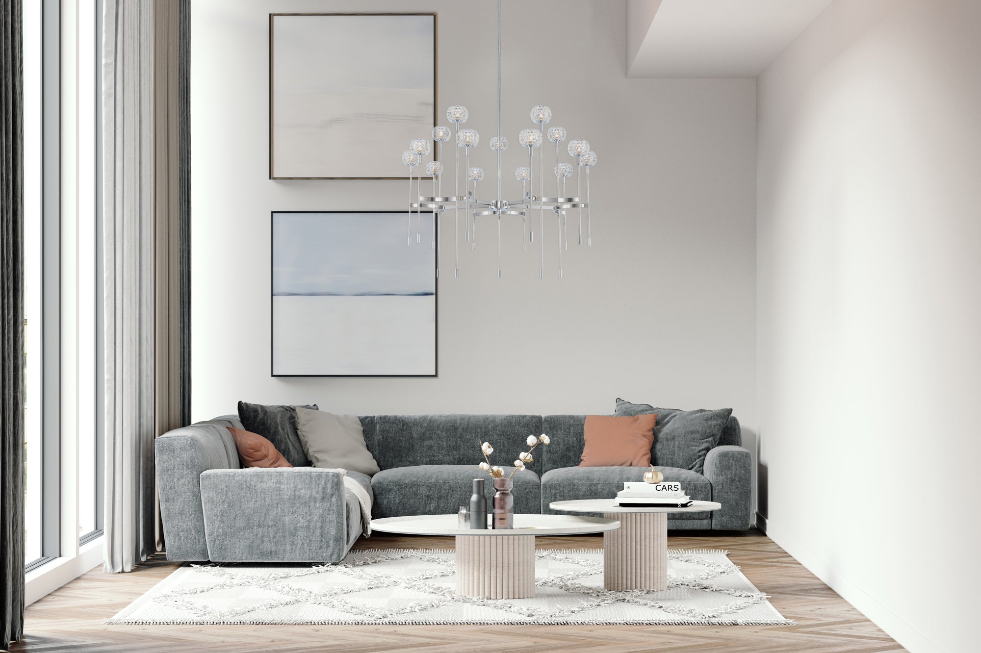 42'' Mae 15 Light Polished Chrome Tiered Chandelier