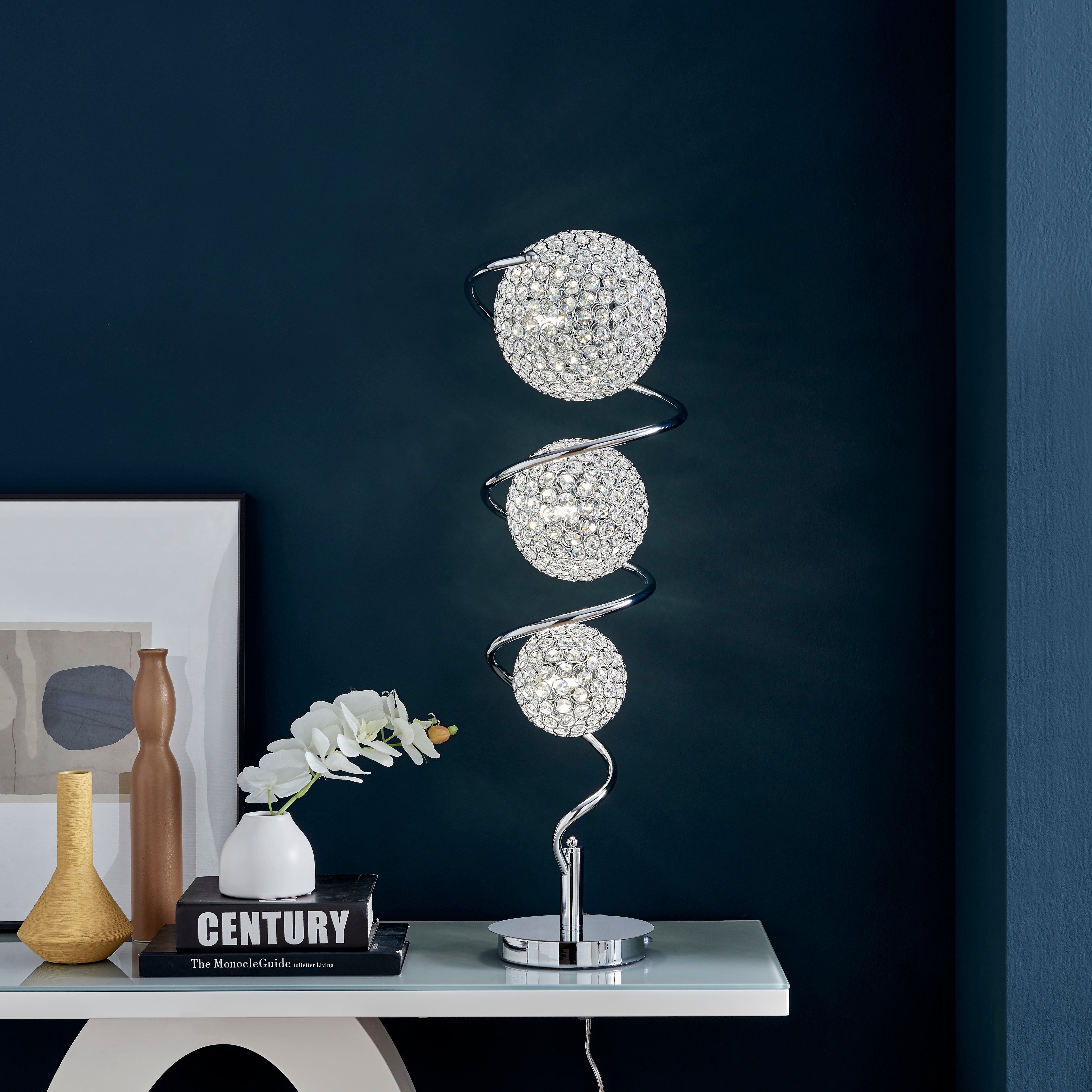 Vertical Crystal Sphere Table Lamp | 3 Light