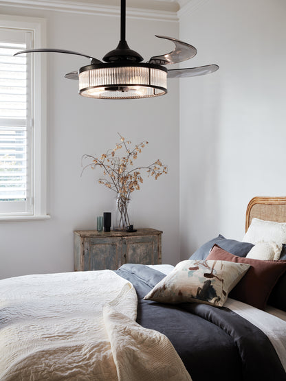 Corbelle 48 Inch 3 Light Antique Black Fan with Retractable Blades