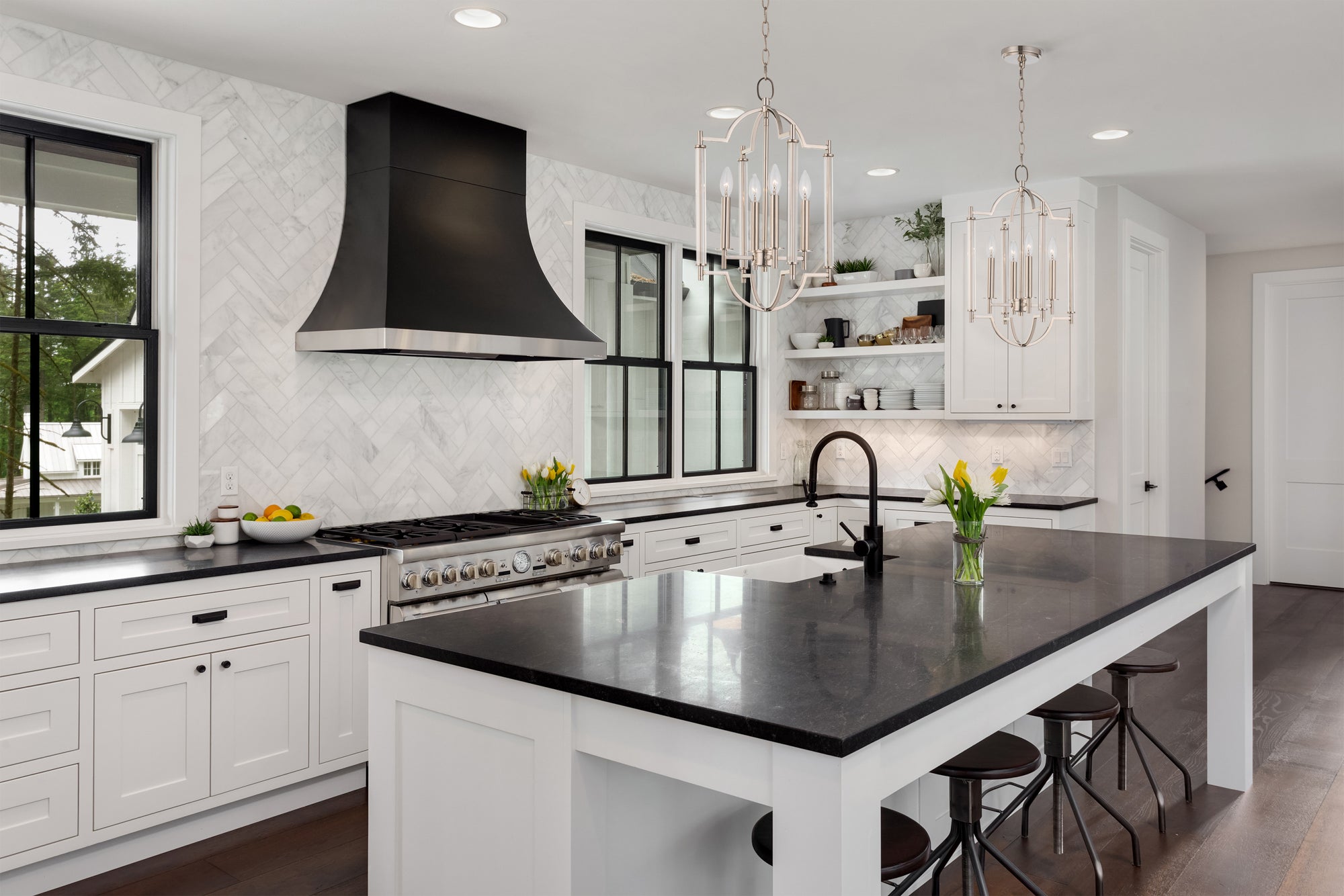22'' Provence 4 Light Polished Nickel Pendant
