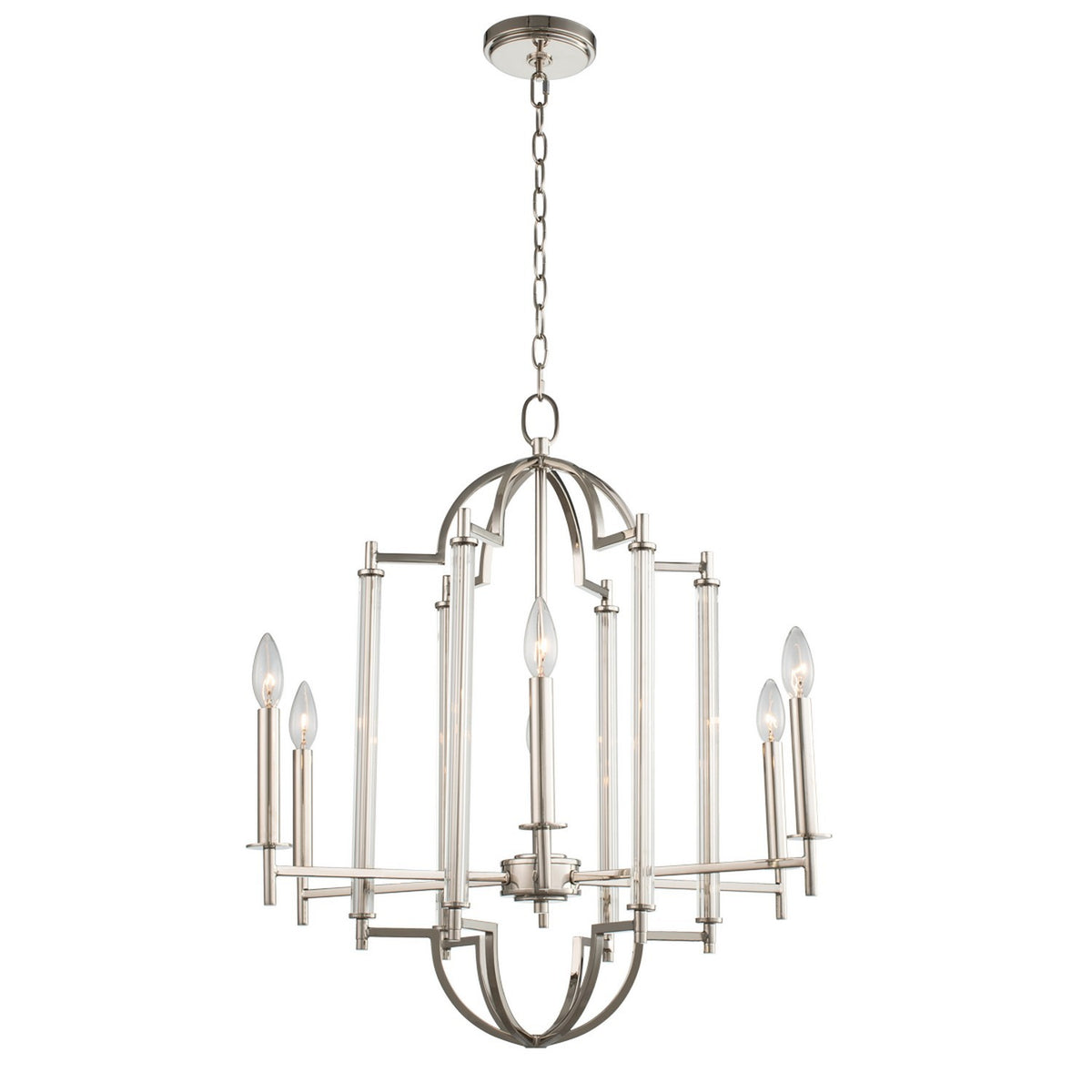 27'' Provence 6 Light Polished Nickel Chandelier