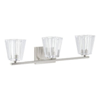 Valentin 24-inch 3-light Brushed Nickel Vanity Light with Clear Pressed Glass Shades