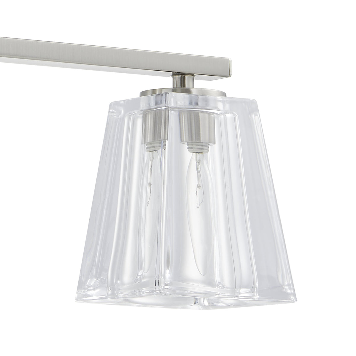 Valentin 24-inch 3-light Brushed Nickel Vanity Light with Clear Pressed Glass Shades