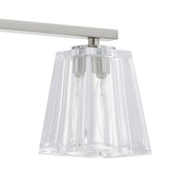 Valentin 24-inch 3-light Brushed Nickel Vanity Light with Clear Pressed Glass Shades