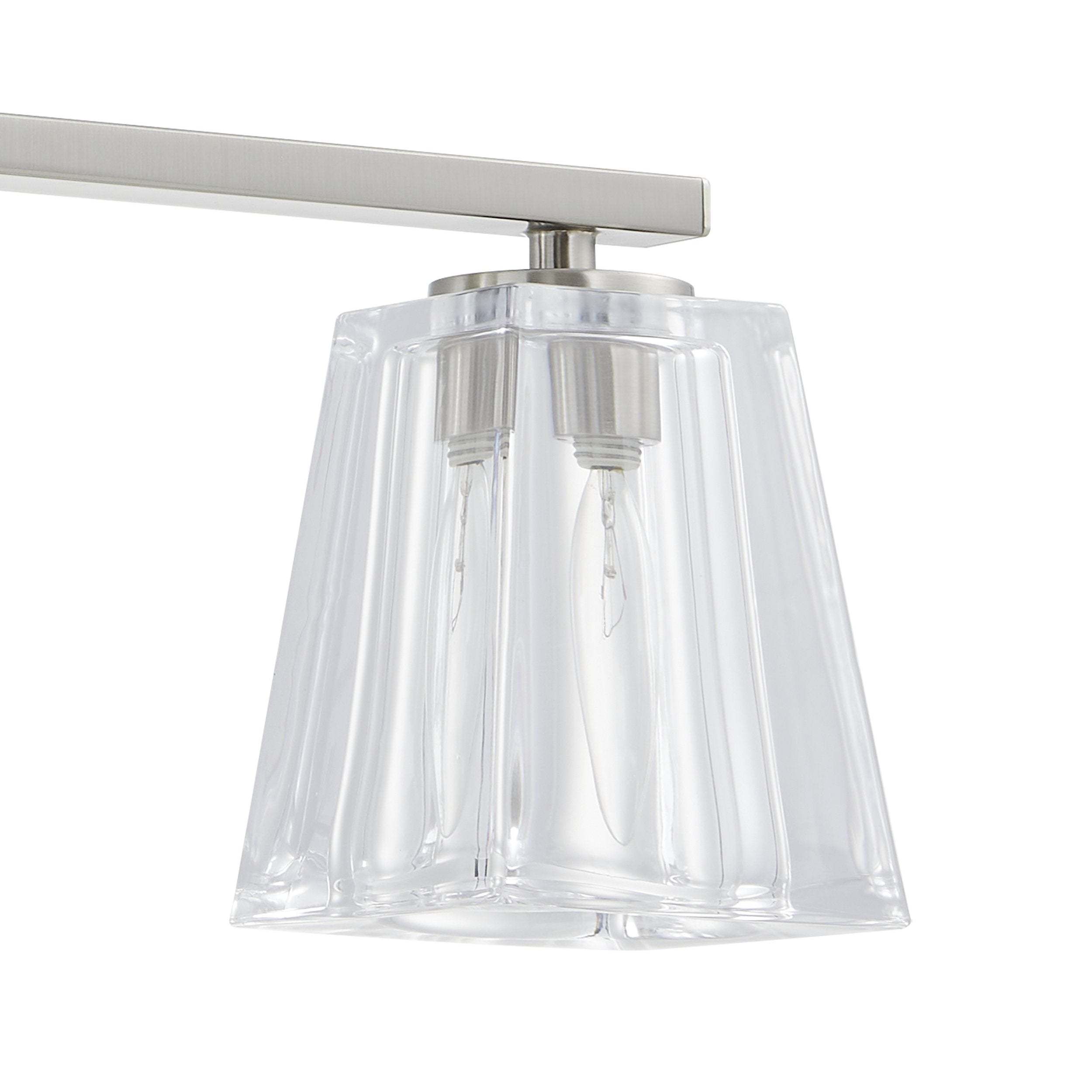 Valentin 24-inch 3-light Brushed Nickel Vanity Light with Clear Pressed Glass Shades