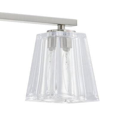Valentin 24-inch 3-light Brushed Nickel Vanity Light with Clear Pressed Glass Shades