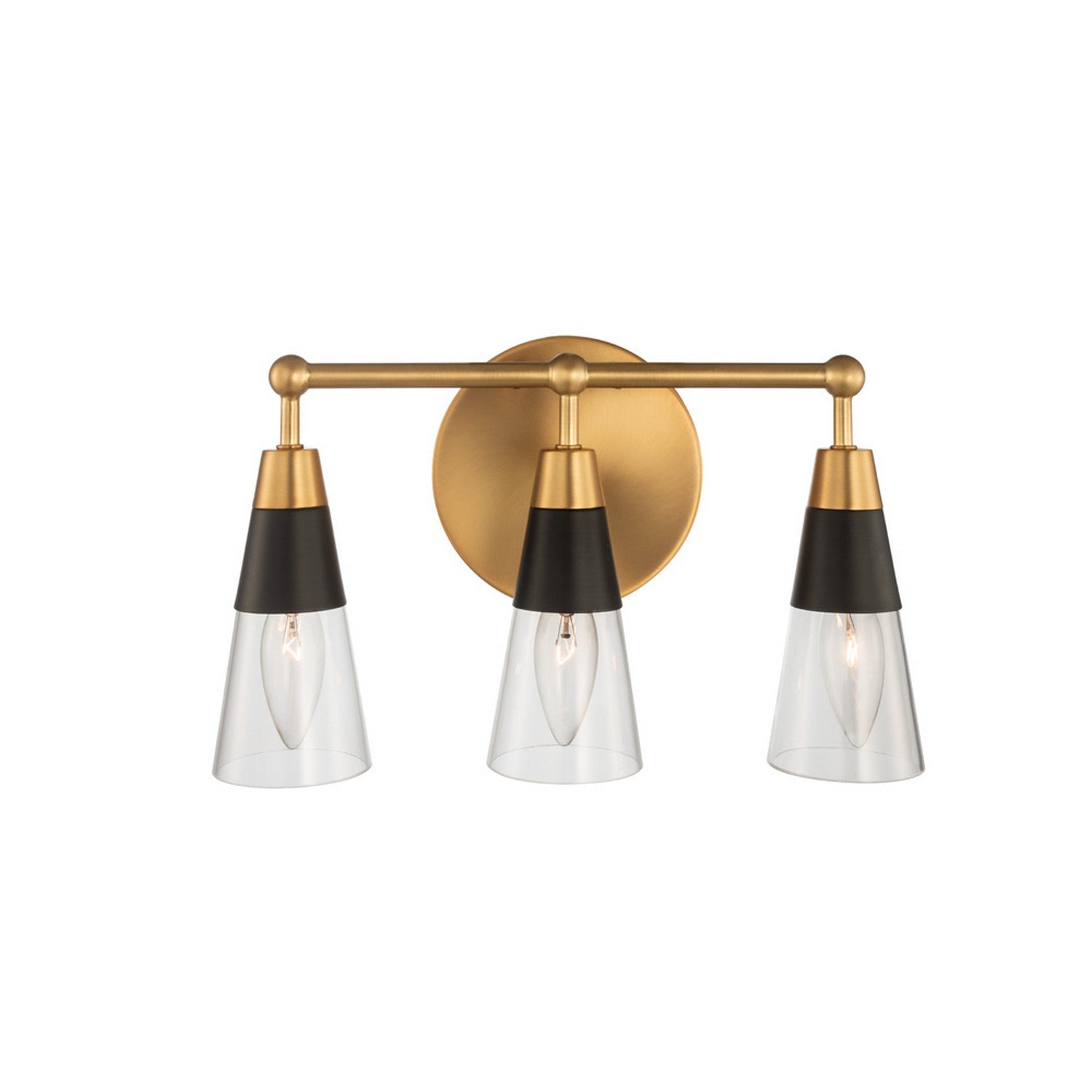 14'' Ponti 3 Light Matte Black w/ New Brass Vanity Light