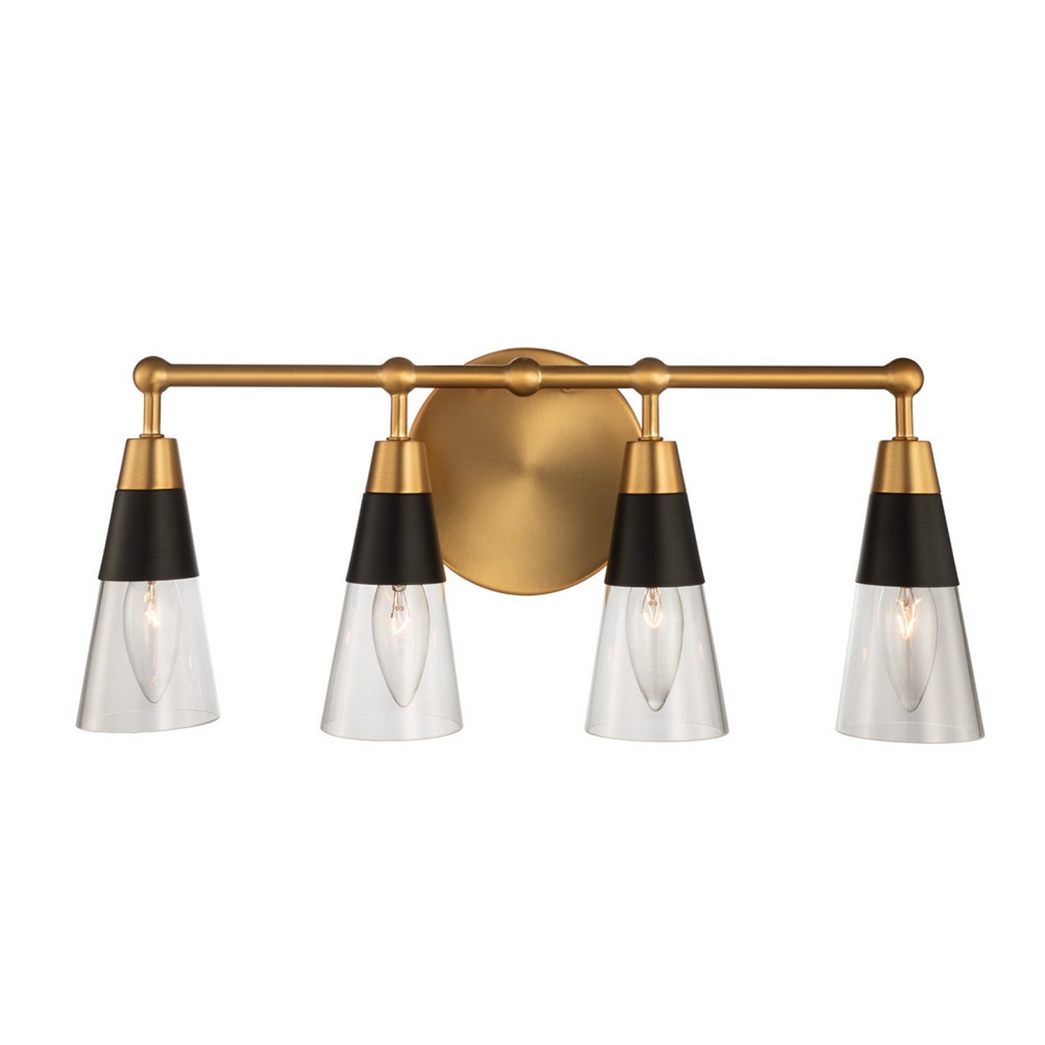 19'' Ponti 4 Light Matte Black w/ New Brass Vanity Light